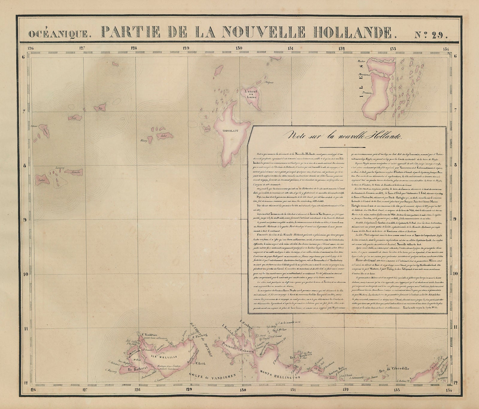 Océanique Partie de la Nlle Hollande 29 Northern Territory VANDERMAELEN 1827 map